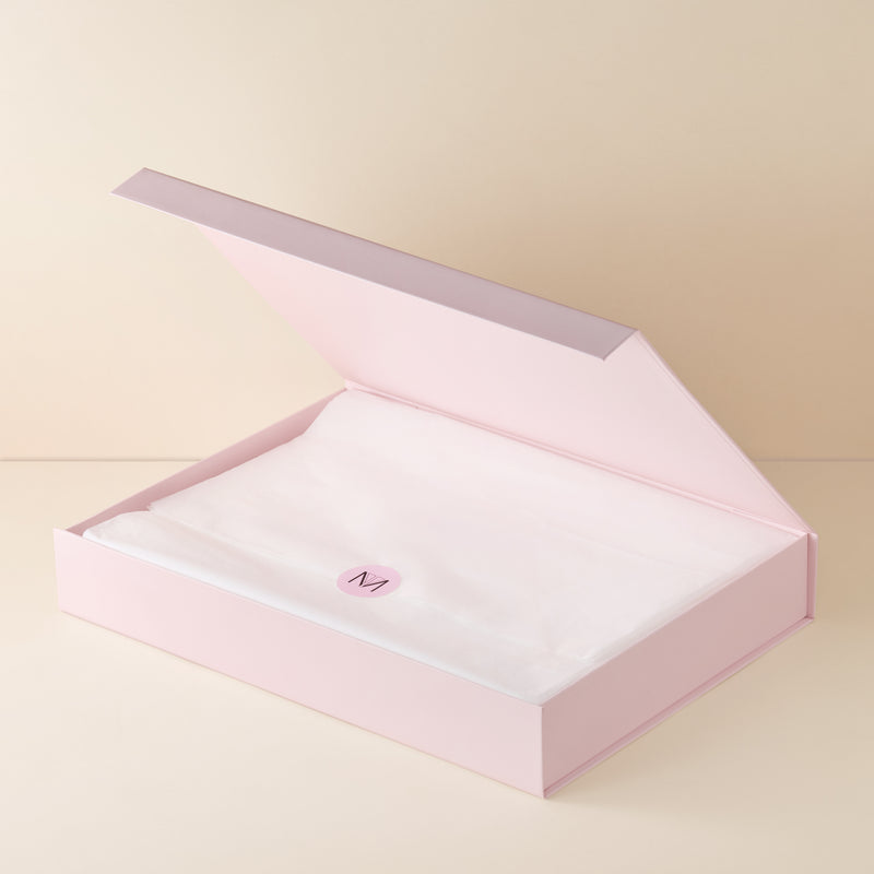 pink luxury box with logo