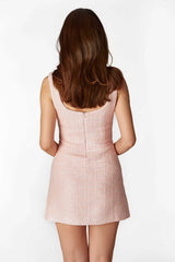Our pink bouclé dress PRIMANELK highlights your body shape.